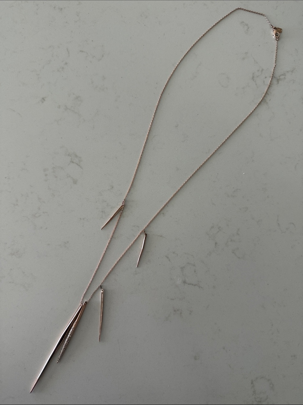 Alexis Bittar Rose Gold Long Drop Pendant Necklace